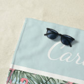 Angesagt rosa Flamingoes Palm Leafs Muster Custom Strandtuch (Beispiel)