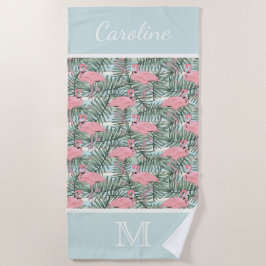Angesagt rosa Flamingoes Palm Leafs Muster Custom Strandtuch