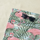 Angesagt rosa Flamingoes Palm Leafs Muster Custom Strandtuch (Beispiel)