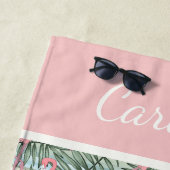 Angesagt rosa Flamingoes Palm Leafs Muster Custom Strandtuch (Beispiel)