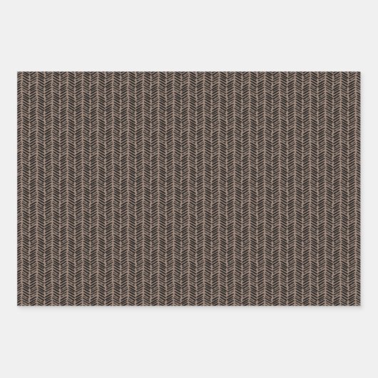 Angesagt Taupe Brown Beige Weiß Abstrakt Zigzag Ku Geschenkpapier Set (Vorderseite 3)