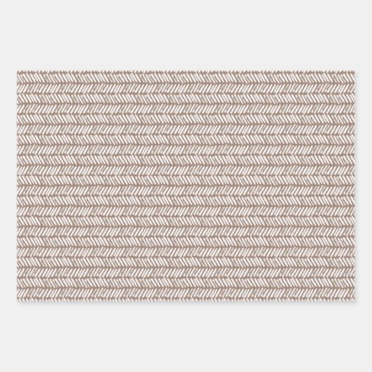 Angesagt Taupe Brown Beige Weiß Abstrakt Zigzag Ku Geschenkpapier Set (Vorderseite 2)