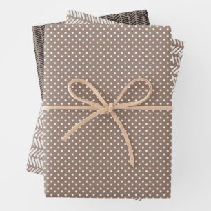 Angesagt Taupe Brown Beige Weiß Abstrakt Zigzag Ku Geschenkpapier Set