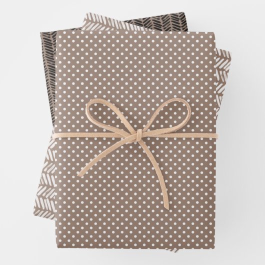 Angesagt Taupe Brown Beige Weiß Abstrakt Zigzag Ku Geschenkpapier Set (Beispiel)