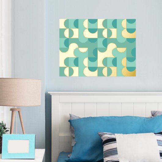 Angesagte Abstrakte Circles Wavy Gold Mosaik Art M Foliendrucke (In Situ (Schlafzimmer))