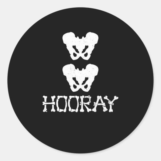 Angesagte Angesagte Hooray Funny Skeleton Anatomie Runder Aufkleber (Vorderseite)
