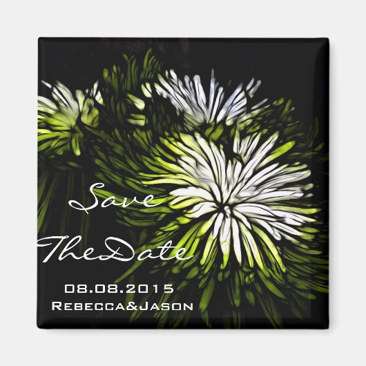Angesagte böhmisch-grüne Chrysanthemum Hochzeit Magnet (Vorne)