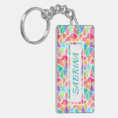 Angesagte Dreiecke Polygon Mosaik Wasserfarben Kun Schlüsselanhänger (Vorderseite links)