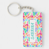 Angesagte Dreiecke Polygon Mosaik Wasserfarben Kun Schlüsselanhänger (Vorderseite)