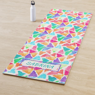 Angesagte Dreiecke Polygon Mosaik Wasserfarben Kun Yogamatte