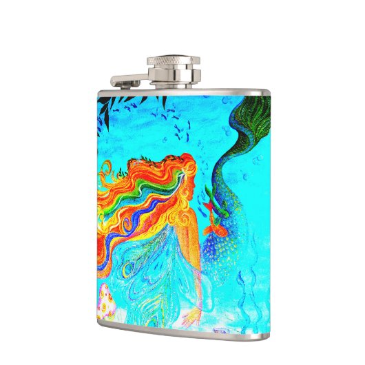 angesagte Flasche der Regenbogenhaar-Meerjungfrau Flachmann (Links)