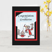 Angesagte Graduate and Fun Red and Black Abschluss Karte (Gelbe Blume)