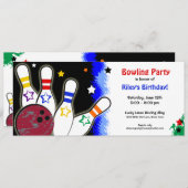 Angesagte helle Bowlings-Party Einladung (Vorne/Hinten)