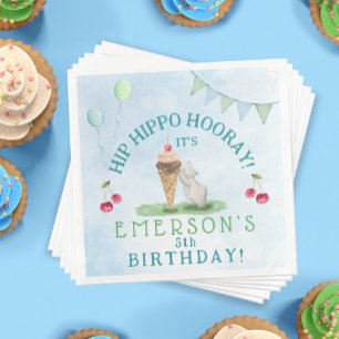 Angesagte Hippo Hooray Geburtstagsparty Serviette