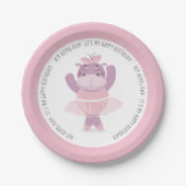 Angesagte Hippo Ray Hippo Ballerina Papierplatte Pappteller (Vorderseite)