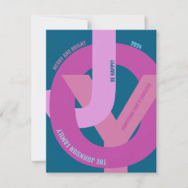 Angesagte "JOY" Hot Pinks Foto Ferienkarte Feiertagskarte