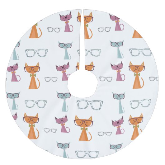 Angesagte Katzen Weihnachten Polyester Weihnachtsbaumdecke (Vorderseite)