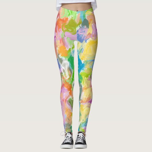 Angesagte, lebendige Sommerpaint Spritzer Muster Leggings (Vorderseite)