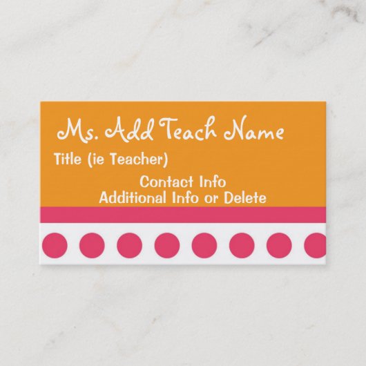 Angesagte Lehrer-Geschäfts-Karte Visitenkarte (Vorderseite)