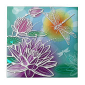 Angesagte Libelle Hübsch Moderne Sommerblumen Kuns Fliese (Vorderseite)