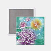 Angesagte Libelle Hübsch Moderne Sommerblumen Kuns Magnet (Vorderseite/Rückseite)