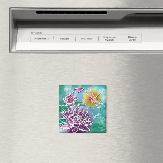 Angesagte Libelle Hübsch Moderne Sommerblumen Kuns Magnet (In Situ (Geschirrspüler))