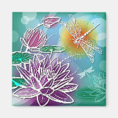 Angesagte Libelle Hübsch Moderne Sommerblumen Kuns Magnet (Vorne)