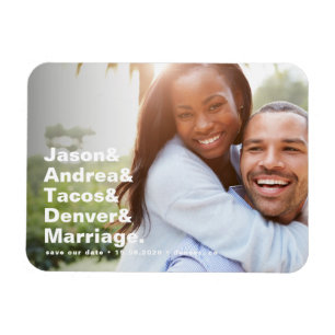 Angesagte Listen-moderne Typografie Save the Date Magnet