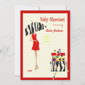 Angesagte Mama Baby Dusche/ rotes Kleid / Zebrastr Einladung (Vorderseite)