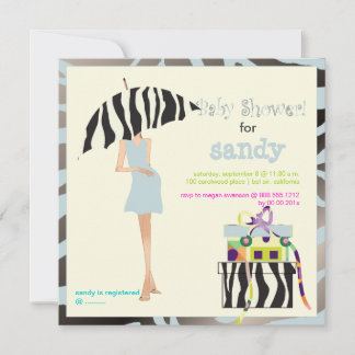 Angesagte Mama, silberblaue Zebra Babydusche Einladung