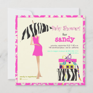 Angesagte Mama-/Zebra-Babydusche Einladung