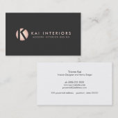 Angesagte moderne Rose Gold Monogram Designer Schw Visitenkarte (Vorne/Hinten)