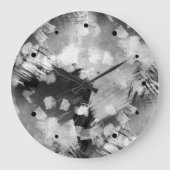 Angesagte moderne Schwarz-Grau-Abstrakte Geometrie Große Wanduhr (Vorderseite)