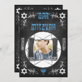 Angesagte Personalisierte Bar Mitzvah Chalkboard E Einladung (Vorne/Hinten)