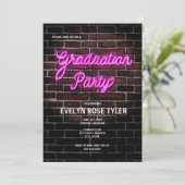 Angesagte Pink Neon Sign Graduation Party Einladung (Stehend Vorderseite)