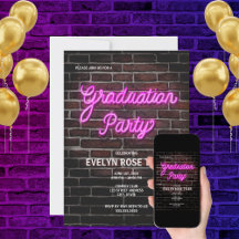 Angesagte Pink Neon Sign Graduation Party
