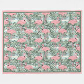 Angesagte rosa Flamingos Niedliche Palmenblätter K Fleecedecke (Vorderseite (Horizontal))