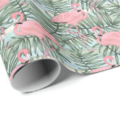 Angesagte rosa Flamingos Niedliche Palmenblätter K Geschenkpapier (Rolleneckpunkt)