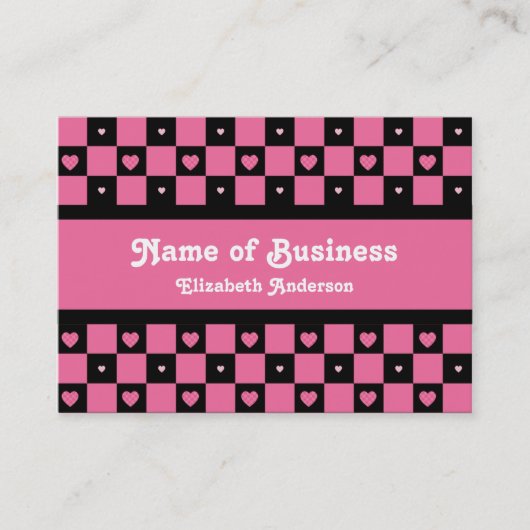 Angesagte Rosa und Schwarze Herzen Stilvolles Scha Visitenkarte (Vorderseite)