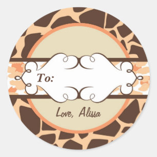 Angesagte und Chic Animal Print:Orange Runder Aufkleber