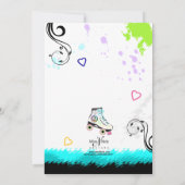 Angesagte und farbenfrohe Roller Skate Einladung (Rückseite)