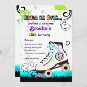 Angesagte und farbenfrohe Roller Skate Einladung (Vorne/Hinten)