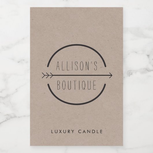 Angesagte und rustikale Pfeil-Logo-Kerze Lebensmitteletikett (Einzelnes Label)