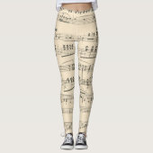 angesagte Vintage Musiknoten für Mädchen Leggings (Vorderseite)