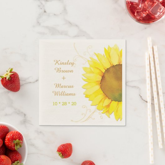 Angesagte Wirbel und Sonnenblumenhochzeit Serviette (Beispiel)