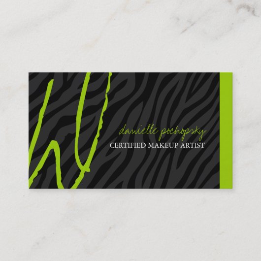 Angesagte Zebra-Druck-Monogramm-Geschäfts-Karten Visitenkarte (Vorderseite)