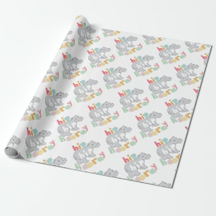 Angesagter Angesagter Hooray, Grau Hippo Zeichnend Geschenkpapier
