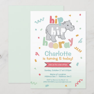 Angesagter Angesagter Urlaub! Hippo Birthday Einla Einladung