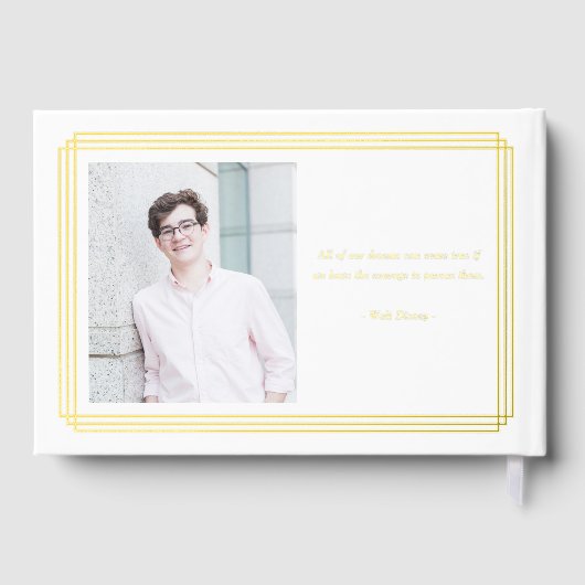 Angesagter Border Foil Foto Abschluss Gästebuch (Rückseite)