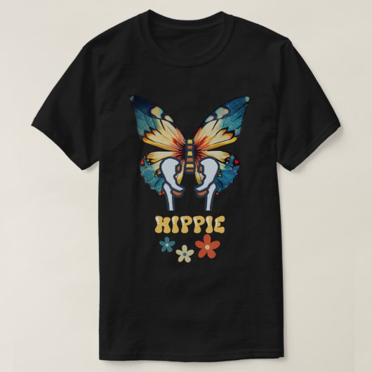 Angesagter Gelenkersatz Hippie Butterfly Retro 60e T-Shirt (Design vorne)